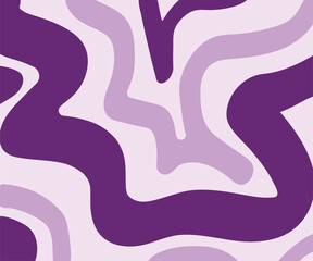 Fun Purple Line Doodle Seamless Pattern, Retro Abstract Wallpaper, Creative Abstract Background with Colorful Waves