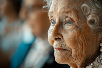 Close-up of an older woman's face at a wedding, her expression filled with the wisdom and warmth of a lifetime of love 03