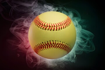 Vibrant baseball against smoky backdrop, captivating social media audience