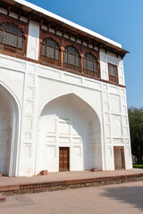 Fototapeta premium Exterior of the Naubat Khana (Drum House) in the Red Fort in Delhi, India, Asia