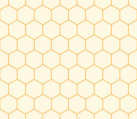 Abstract background with geometric mosaic shapes. Orange color on matching background. Simple hexagon grid. Hexagonal cells. Seamless pattern. Tileable vector illustration.