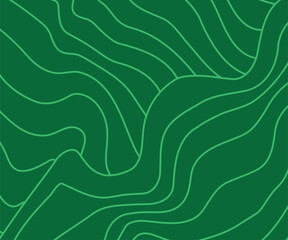 Thin Green Line Doodle Seamless Pattern, Retro Abstract Wallpaper, Creative Abstract Background with Green Waves
