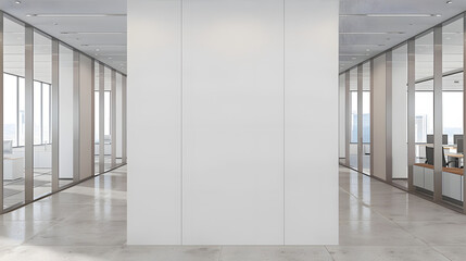 Fototapeta premium White office hall with blank wall