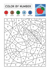 Coloring page with a picture of an apple to color by numbers. Puzzle game for children education. Simple coloring for kids