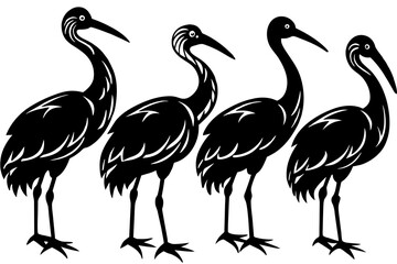 Ibis six silhouette vector illustration white background