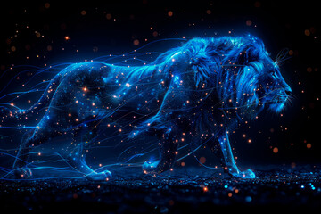 Constellation Leo, zodiac with starry sky, space. Fantasy. AI generation - 785553536