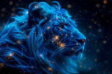 Constellation Leo, zodiac with starry sky, space. Fantasy. AI generation - 785553700