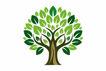 Fototapeta premium Icon concept of a stylized tree with lush leaves, designed to seamlessly integrate with accompanying text, offering a versatile visual element for various contexts and purposes