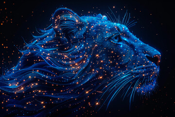 Constellation Leo, zodiac with starry sky, space. Fantasy. AI generation - obrazy, fototapety, plakaty