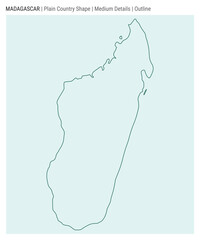 Madagascar plain country map. Medium Details. Outline style. Shape of Madagascar. Vector illustration.