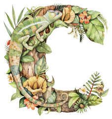 Obraz premium PNG The letter C nature white background dinosaur