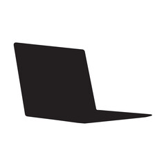 Side view laptop silhouette vector icon illustration on white background