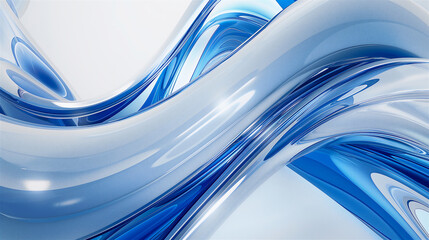 Abstract blue chrome wave