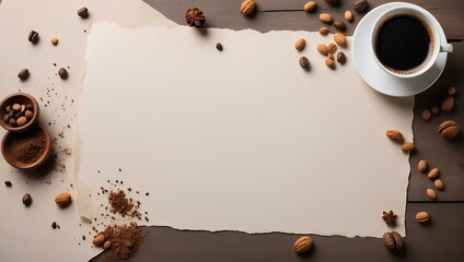 cup of coffee beans with background and copy space 