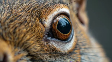 Papier Peint photo Lavable Photographie macro Eyes and Wildlife: An intimate macro close-up photo of a squirrels eye