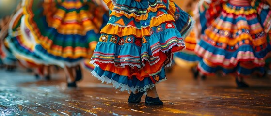 Vibrant Cinco de Mayo Dance: A Symphony of Steps and Colors. Concept Cinco de Mayo, Dance, Steps, Vibrant Colors, Celebration