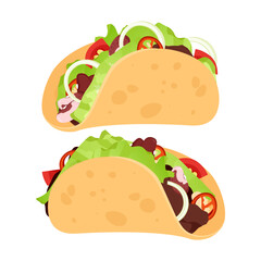 Set of different Mexican tacos with different fillings