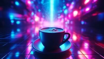 Coffee Cup, Espresso Glow, Coffee & Neon, Coffee Neon Lux, Cofee, Neon Coffee Time, Latte Light Show, Cyber Coffee Cup, Neon Mocha Art