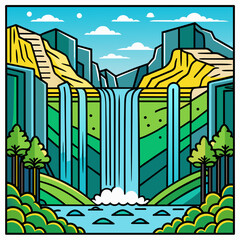 waterfall illustration | unique waterfall illustration
