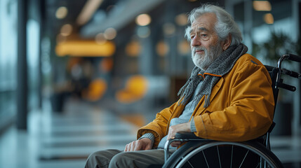 Fototapeta na wymiar elderly man in a wheelchair