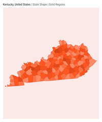 Kentucky, United States. Simple vector map. State shape. Solid Regions style. Border of Kentucky. Vector illustration.