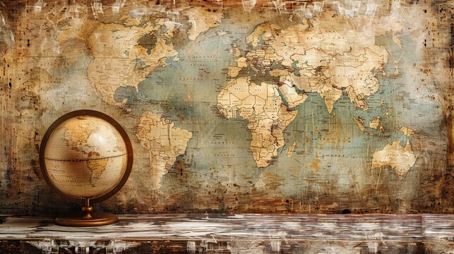 Travel and Tourism: A photo of a world map and a globe
