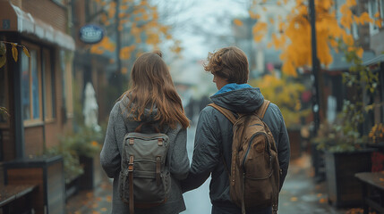 Obraz premium couple walking in the city