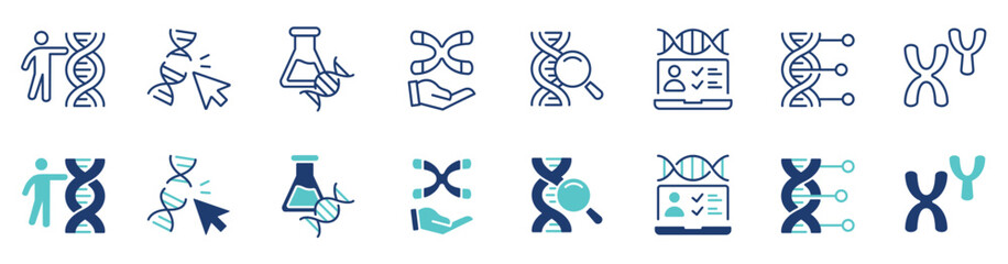 molecular chromosome genetic dna icon vector set helix biotechnology gene heredity science signs illustration - obrazy, fototapety, plakaty