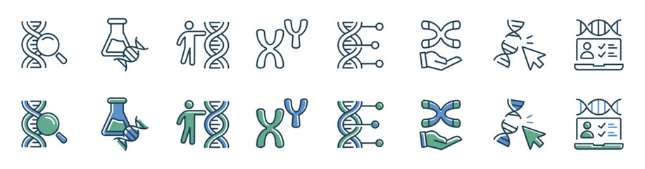 molecular chromosome genetic dna icon vector set biotechnology helix genome science heredity signs illustration for web and app