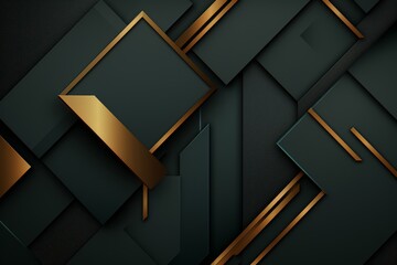 geometric hi-tech 3d background with black,gold and turquoise elements