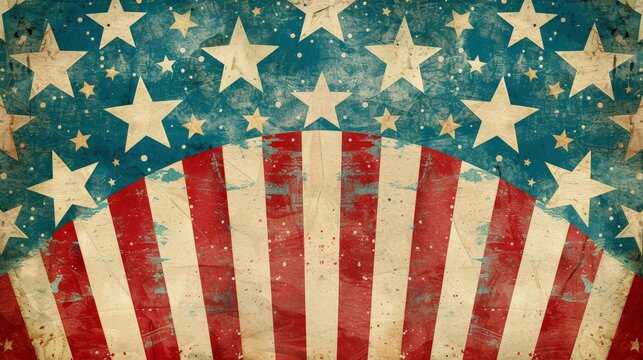 Vintage American Flag style background with Grungy Texture