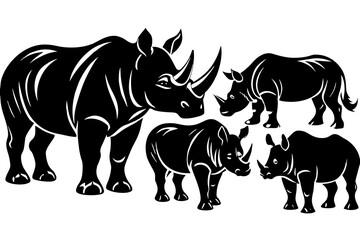 Rhinoceros   silhouette vector illustration white background