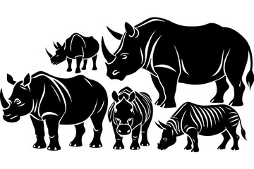 Rhinoceros   silhouette vector illustration white background