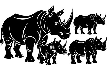 Rhinoceros   silhouette vector illustration white background