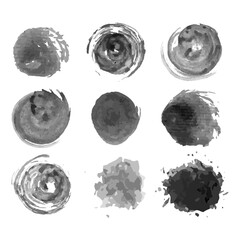 Set of watercolor brush strokes. Grunge texture, brush added to palette