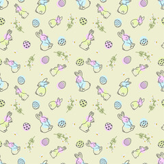 Easter pattern with rabbit and egg