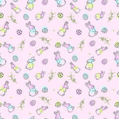 Easter pattern with rabbit and egg