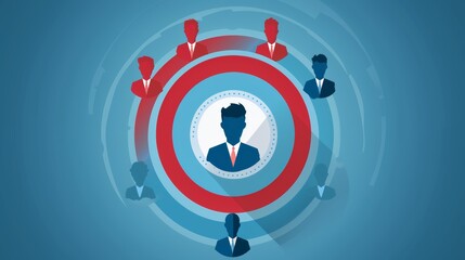 HRM or Human Resource Management, manager icon which is among staff icons for human development recruitment leadership and customer target, resume, interview.
