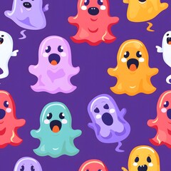 pattern of cute cartoon ghosts