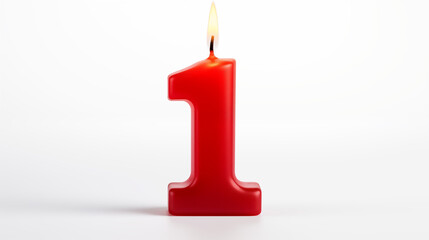red color candle in the shape of number 1 / One