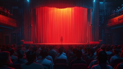 Man standing on stage in front of crowd