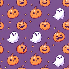 pattern of cute pumpkins and ghosts