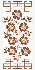 Brown and white flower design on white background