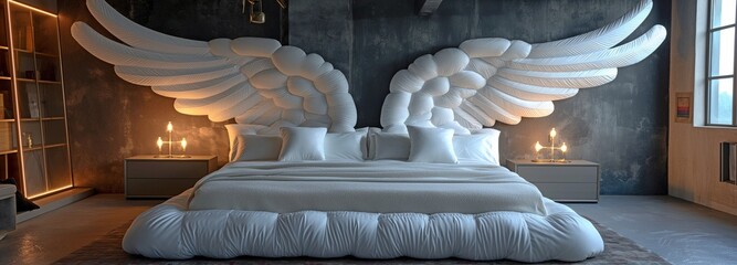 angel wings on the bed