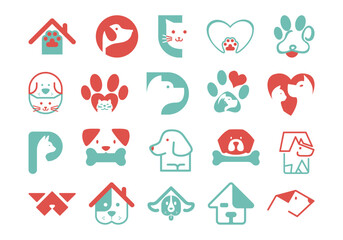 Pet Shop Logo Icon Element Set