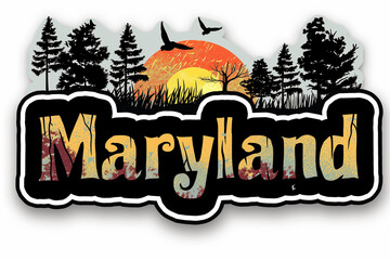Maryland Sign With Sunset - obrazy, fototapety, plakaty