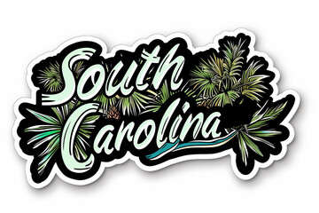 South Carolina Sticker With Palm Trees