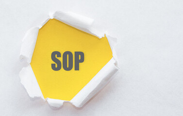 SOP Standard Operating Procedure - set of step-by-step instructions compiled by an organization to help workers carry out routine operations, acronym text concept stamp