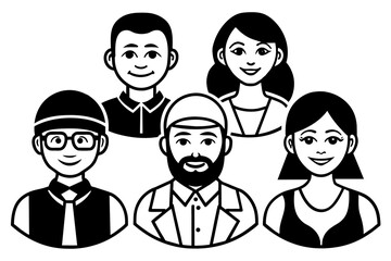 Vector icon set featuring diverse people avatars, ideal for representing individuals across various contexts and platforms
