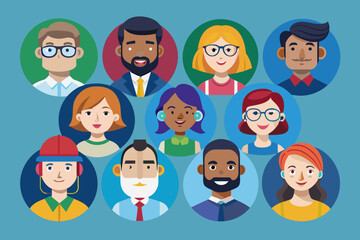 Vector icon set featuring diverse people avatars, ideal for representing individuals across various contexts and platforms